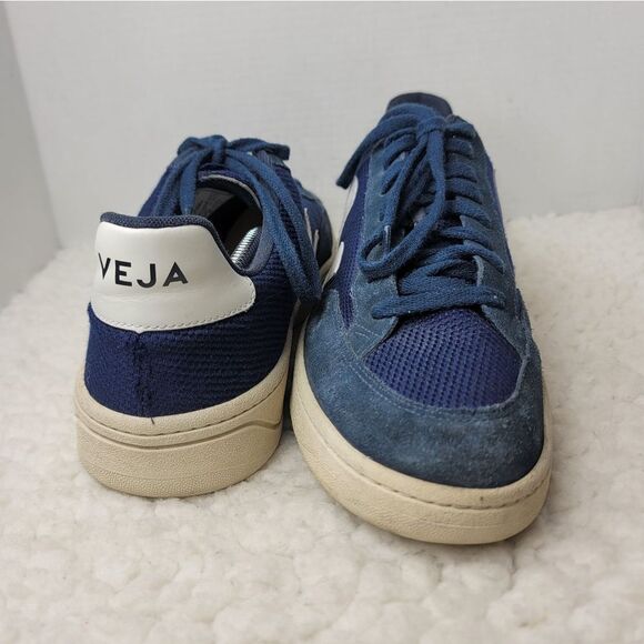 VEJA V-12 B-Mesh Sneaker Mens' Size 12.5 Navy Blue White Breathable Shoes - Picture 7 of 10